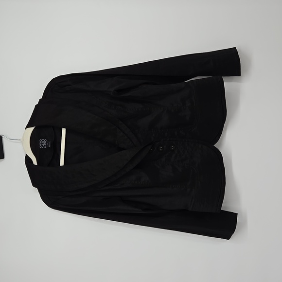 Cira Sun Woo Black Jacket Satin Plus Size Blazer Double Three Button Closure 1X - Picture 2 of 12